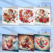 Load image into Gallery viewer, 6Pcs Valentines Day Angel DIY Diamond Painting Card Rhinestone Painting Card Kit
