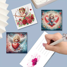 Load image into Gallery viewer, 6Pcs Valentines Day Angel DIY Diamond Painting Card Rhinestone Painting Card Kit
