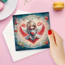 Load image into Gallery viewer, 6Pcs Valentines Day Angel DIY Diamond Painting Card Rhinestone Painting Card Kit
