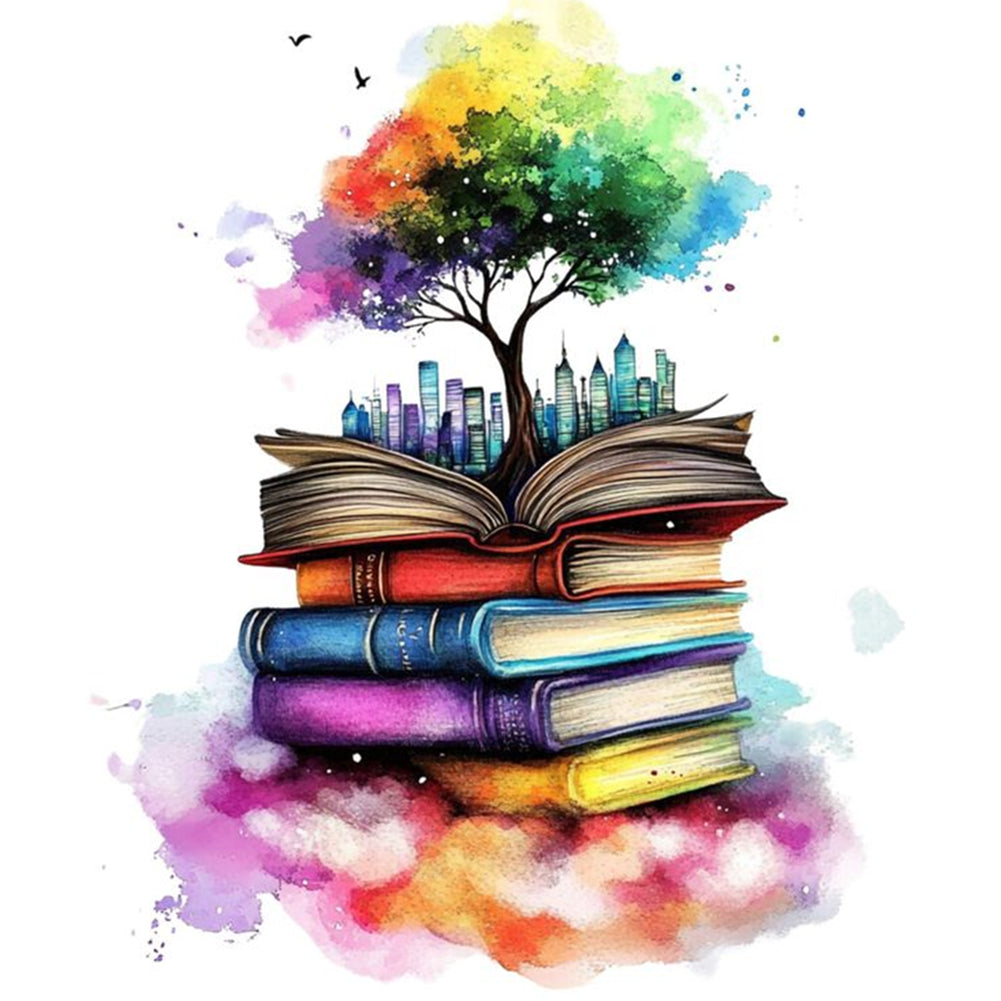 Diamond Painting - Full Round - Book tree (30*30CM)