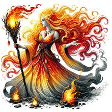 Load image into Gallery viewer, Diamond Painting - Full Round - Fire girl (40*40CM)
