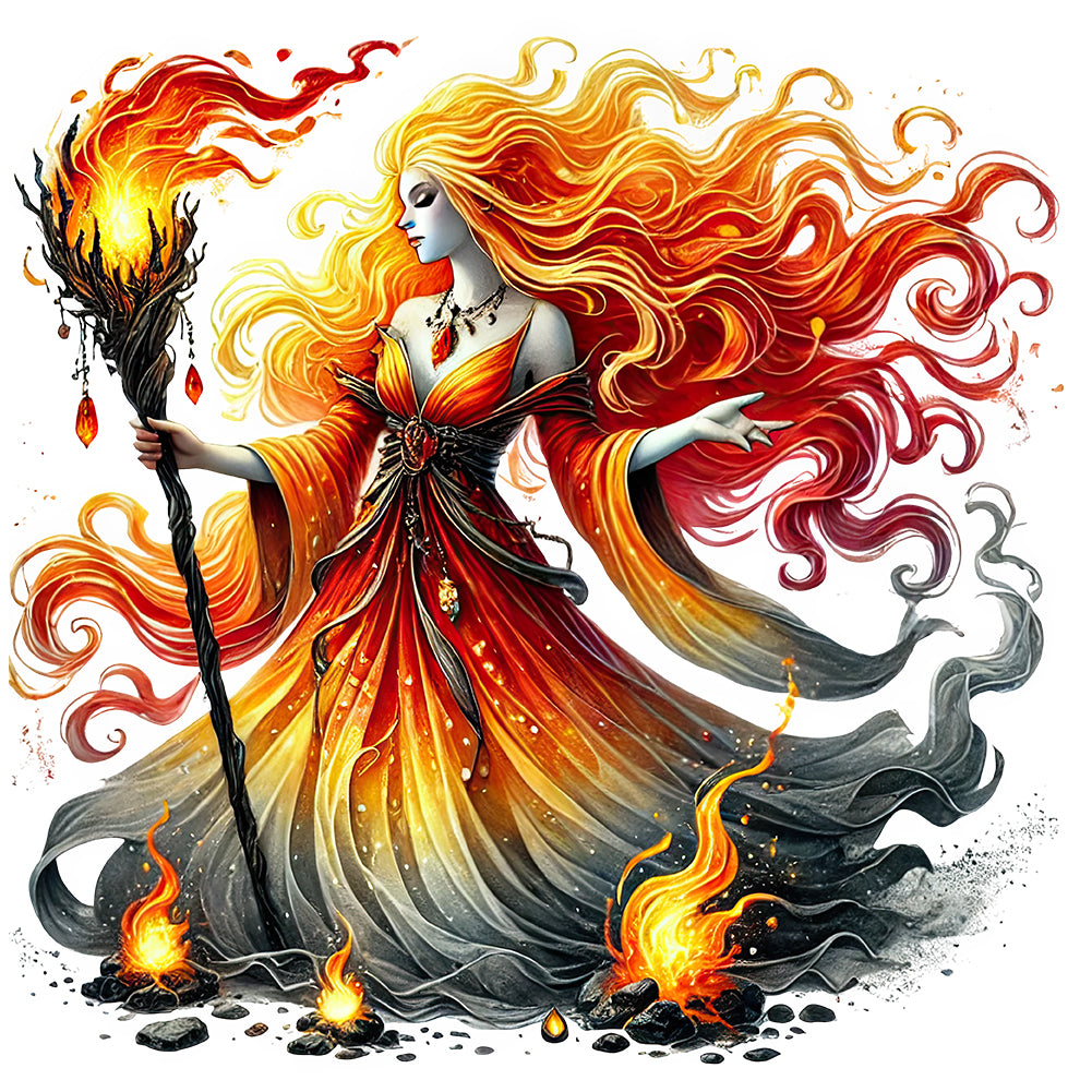 Diamond Painting - Full Round - Fire girl (40*40CM)