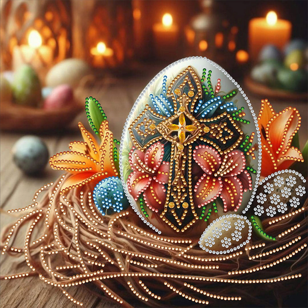 Diamond Painting - Full Round - Easter cross egg (30*30CM)