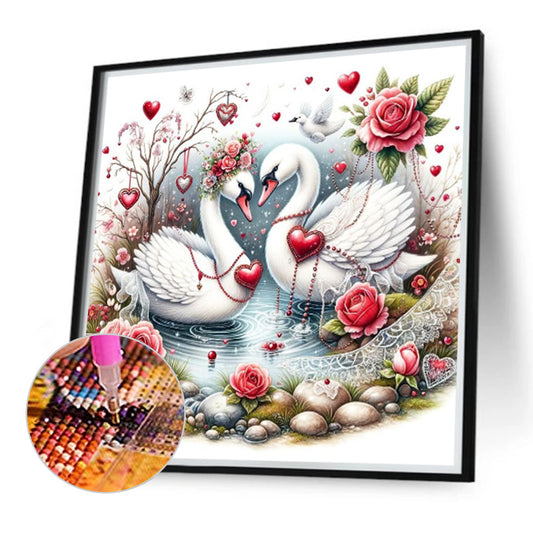 Diamond Painting - Full Round - Valentine'S Day Swan (40*40CM)