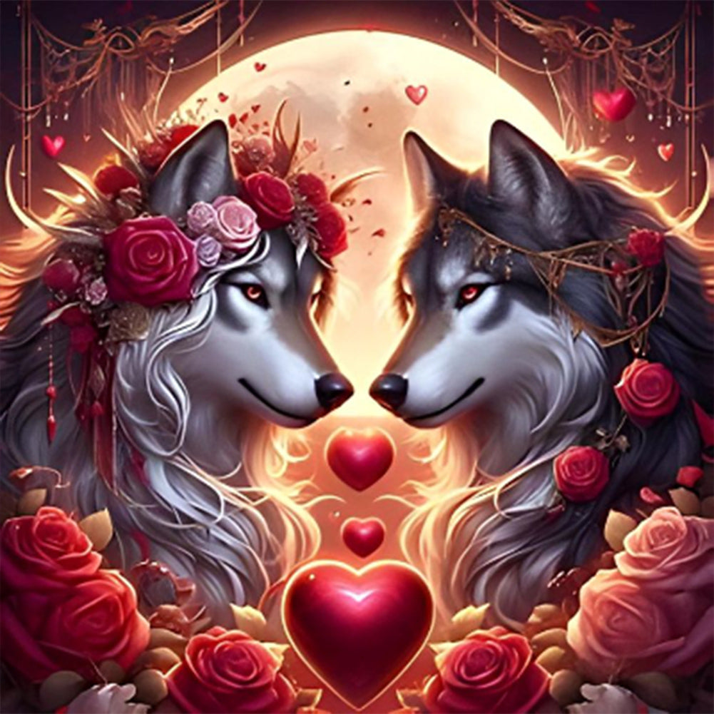 Diamond Painting - Full Round - Valentine'S Day Wolf (40*40CM)