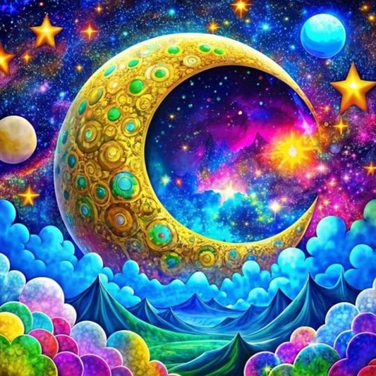 Diamond Painting - Full Round - Moon on mountain (40*40CM)