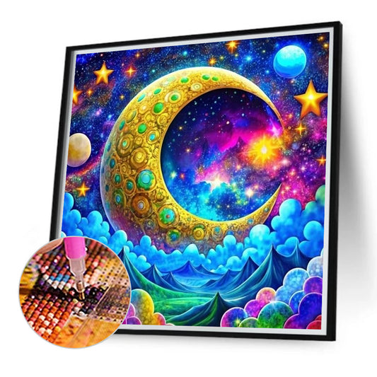 Diamond Painting - Full Round - Moon on mountain (40*40CM)