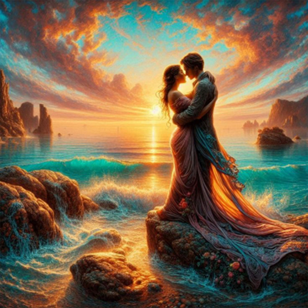 Diamond Painting - Full Round - Seaside Couple (40*40CM)