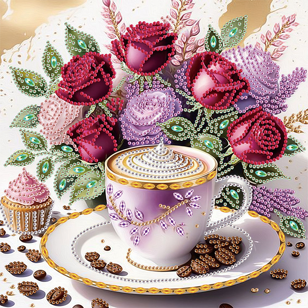Diamond Painting - Partial Special Shaped - Coffee Bouquet (30*30CM)