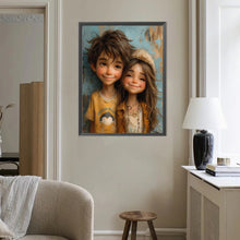 Load image into Gallery viewer, Diamond Painting - Full Round - Green Sweethearts Boy And Girl (40*50CM)
