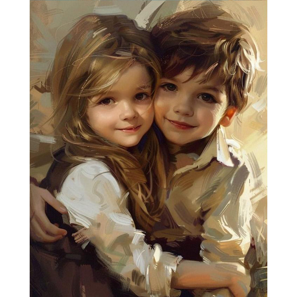Diamond Painting - Full Round - Green Sweethearts Boy And Girl (40*50CM)