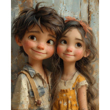 Load image into Gallery viewer, Diamond Painting - Full Round - Green Sweethearts Boy And Girl (40*50CM)
