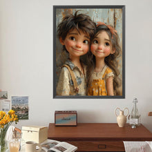 Load image into Gallery viewer, Diamond Painting - Full Round - Green Sweethearts Boy And Girl (40*50CM)
