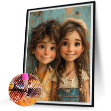 Load image into Gallery viewer, Diamond Painting - Full Round - Green Sweethearts Boy And Girl (40*50CM)
