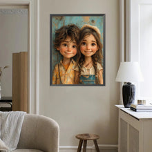 Load image into Gallery viewer, Diamond Painting - Full Round - Green Sweethearts Boy And Girl (40*50CM)
