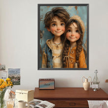 Load image into Gallery viewer, Diamond Painting - Full Round - Green Sweethearts Boy And Girl (40*50CM)
