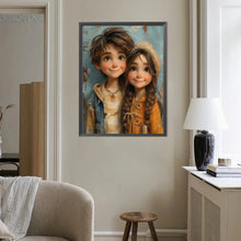 Load image into Gallery viewer, Diamond Painting - Full Round - Green Sweethearts Boy And Girl (40*50CM)
