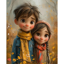 Load image into Gallery viewer, Diamond Painting - Full Round - Green Sweethearts Boy And Girl (40*50CM)
