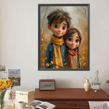 Load image into Gallery viewer, Diamond Painting - Full Round - Green Sweethearts Boy And Girl (40*50CM)
