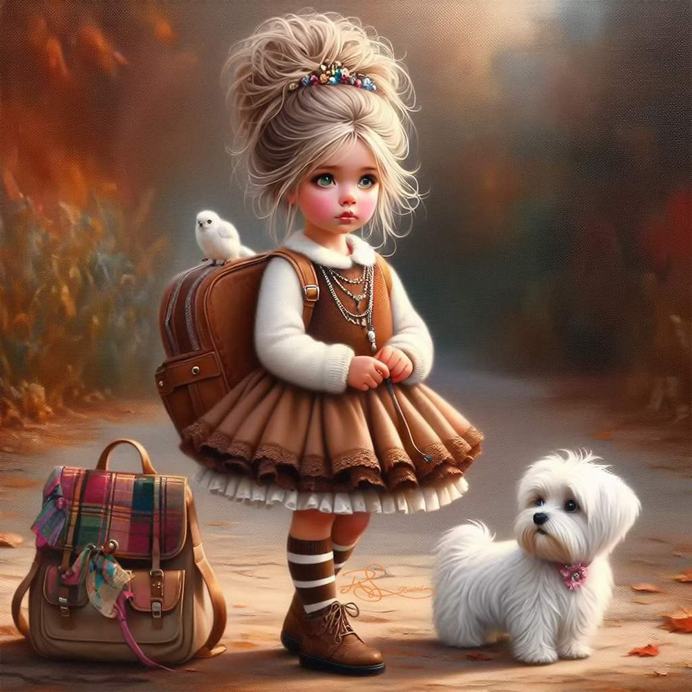 Diamond Painting - Full Round - Cute Big-Eyed Girl (40*40CM)