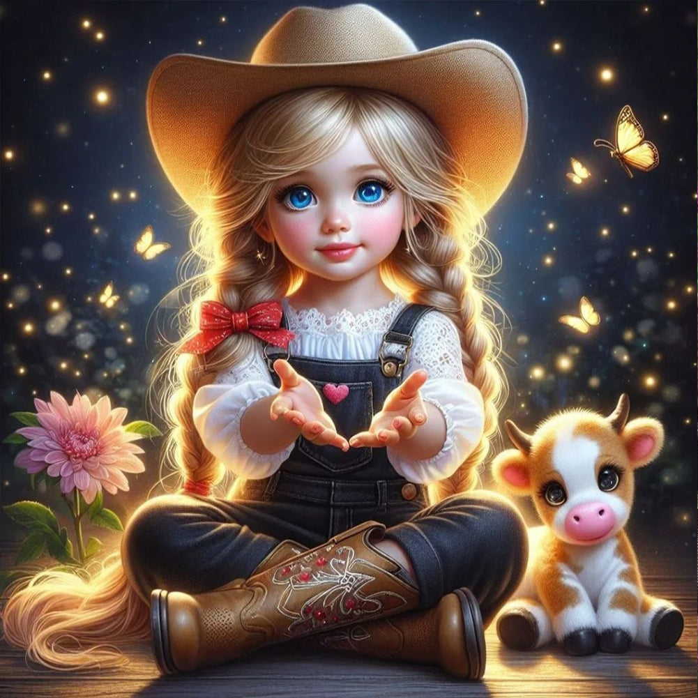Diamond Painting - Full Round - Cute Big-Eyed Girl (40*40CM)