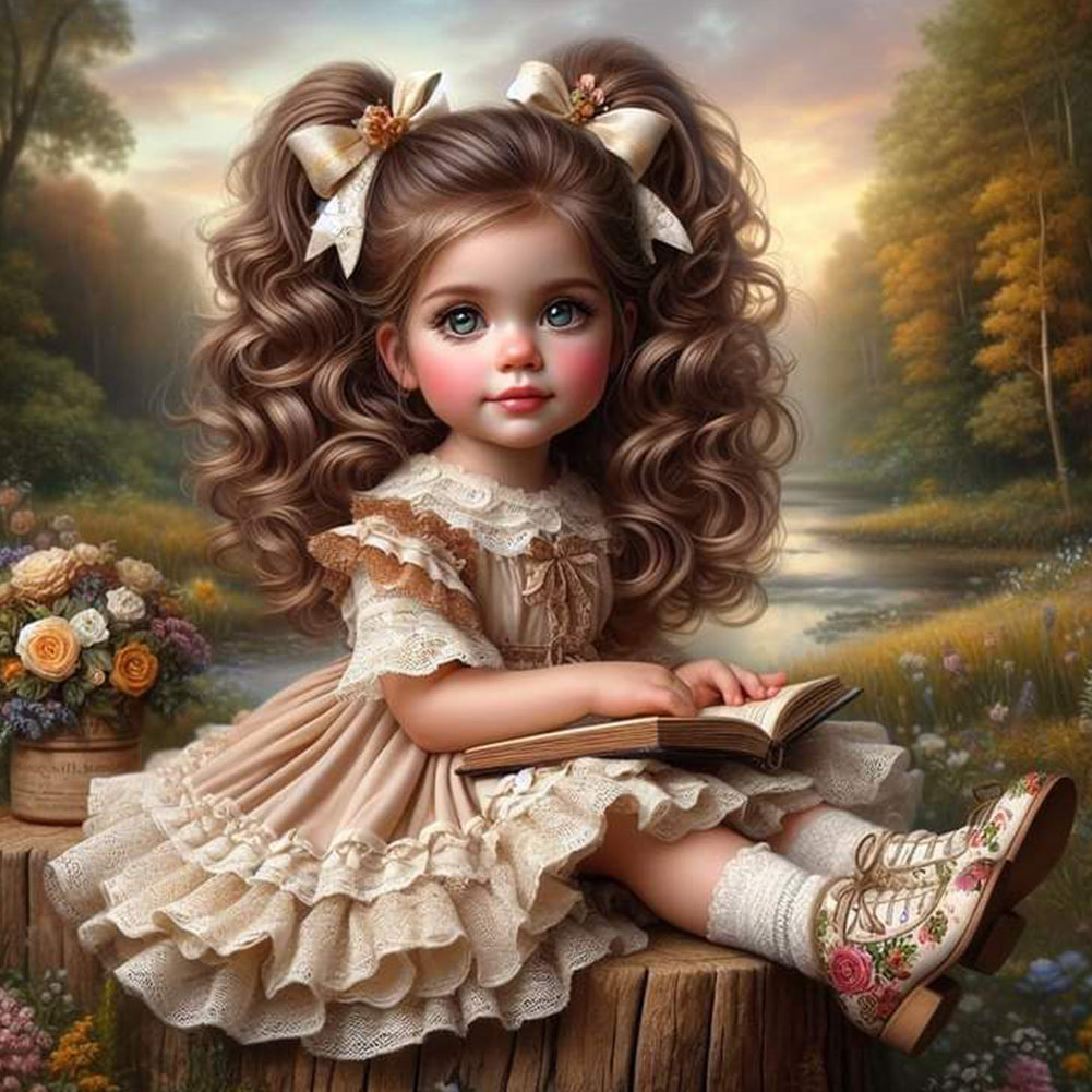 Diamond Painting - Full Round - Cute Big-Eyed Girl (40*40CM)