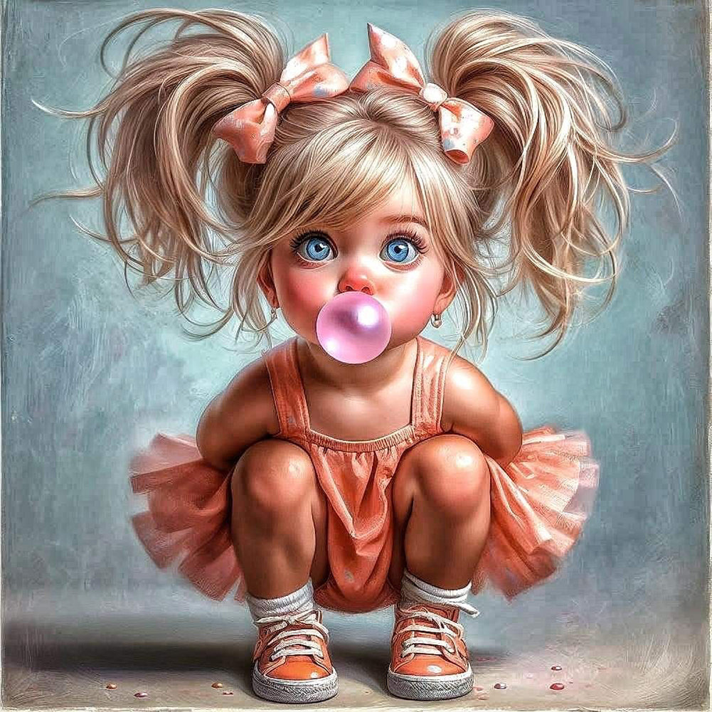Diamond Painting - Full Round - Cute Big-Eyed Girl (40*40CM)