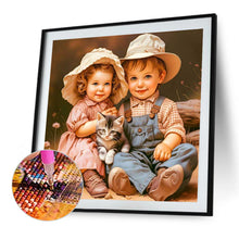 Load image into Gallery viewer, Diamond Painting - Full Round - Green Sweethearts Boy And Girl (40*40CM)
