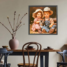 Load image into Gallery viewer, Diamond Painting - Full Round - Green Sweethearts Boy And Girl (40*40CM)
