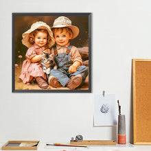 Load image into Gallery viewer, Diamond Painting - Full Round - Green Sweethearts Boy And Girl (40*40CM)

