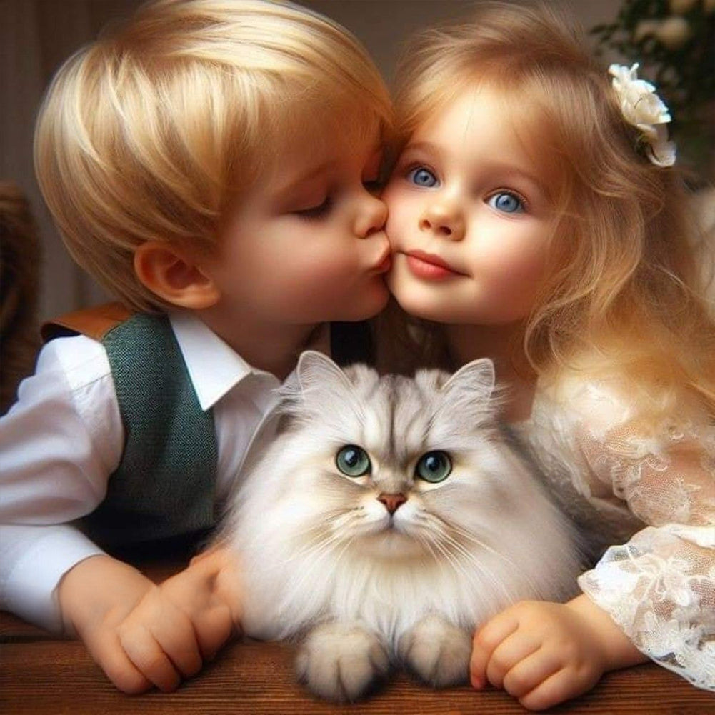 Diamond Painting - Full Round - Green Sweethearts Boy And Girl (40*40CM)