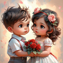 Load image into Gallery viewer, Diamond Painting - Full Round - Green Sweethearts Boy And Girl (40*40CM)
