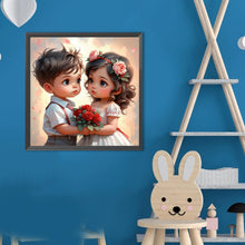 Load image into Gallery viewer, Diamond Painting - Full Round - Green Sweethearts Boy And Girl (40*40CM)
