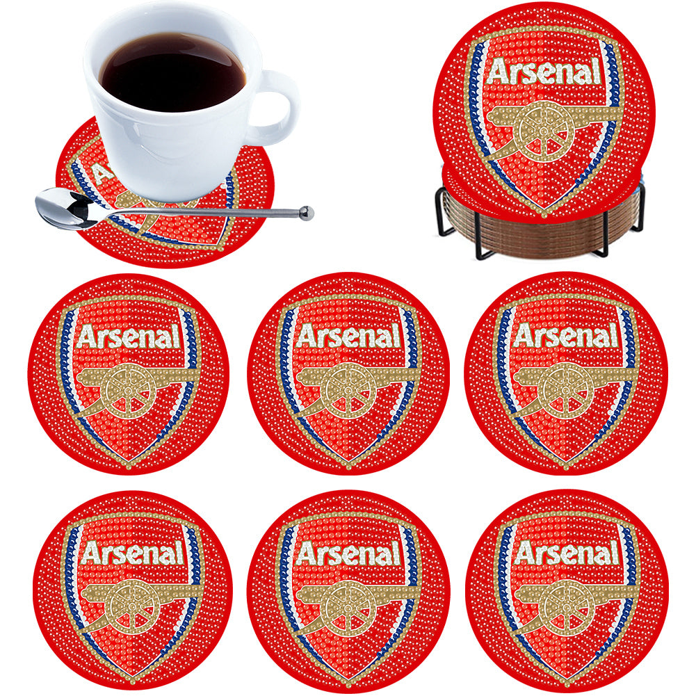6Pcs Wooden Football Club Diamond Painting Coasters DIY Coaster Diamond Dot Kits