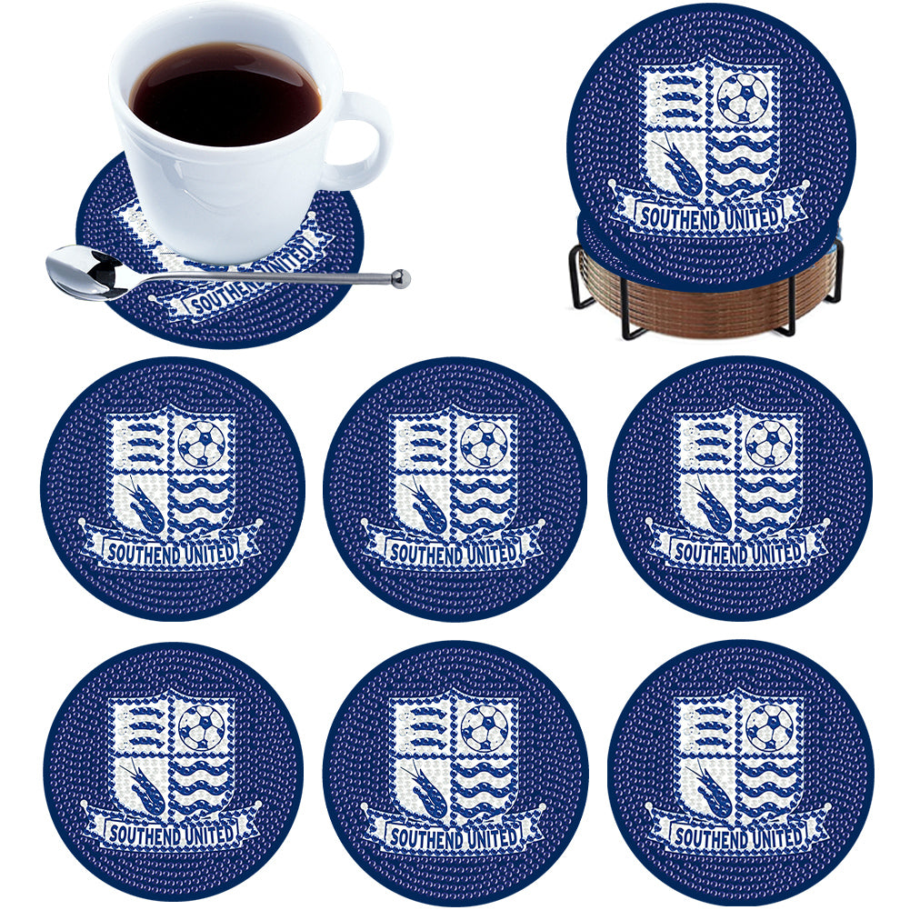 6Pcs Wooden Football Club Diamond Painting Coasters DIY Coaster Diamond Dot Kits