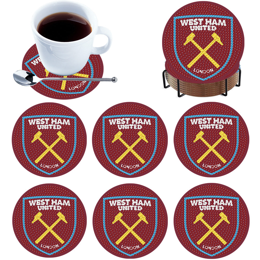 6Pcs Wooden Football Club Diamond Painting Coasters DIY Coaster Diamond Dot Kits