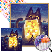 Load image into Gallery viewer, AB Diamond Painting - Full Round - Night Star Bottle And Black Cat (45*50CM)
