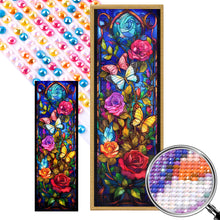 Load image into Gallery viewer, AB Diamond Painting - Full Round - Flowers And Butterfly Glass Painting (30*90CM)
