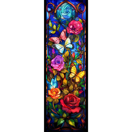 AB Diamond Painting - Full Round - Flowers And Butterfly Glass Painting (30*90CM)