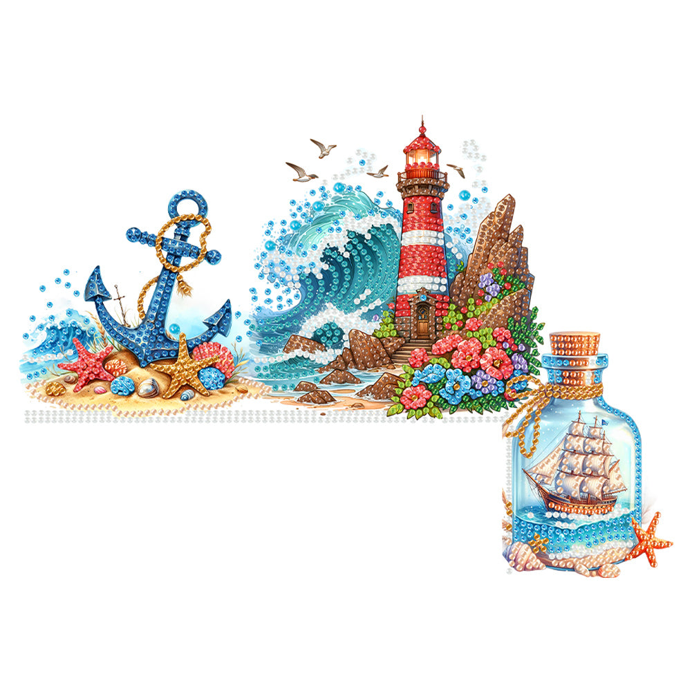 Ocean Lighthouse 5D DIY Wooden Door Topper Diamond Painting Door Corner Decor