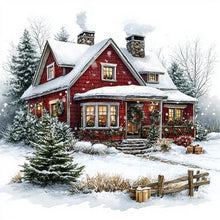 Load image into Gallery viewer, Diamond Painting - Full Round - House With Snow Scene (30*30CM)
