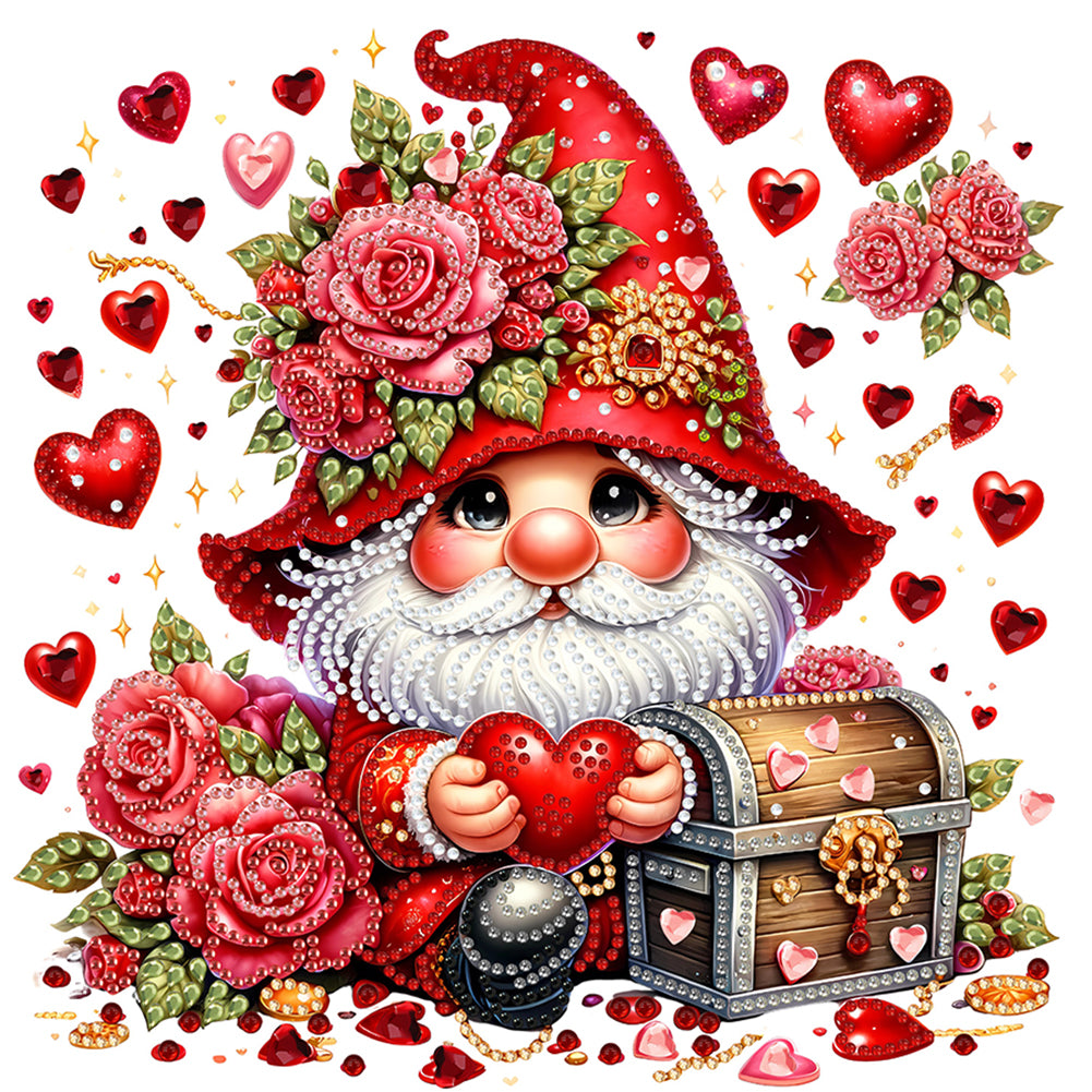 Diamond Painting - Partial Special Shaped - Red Rose Gnome (30*30CM)