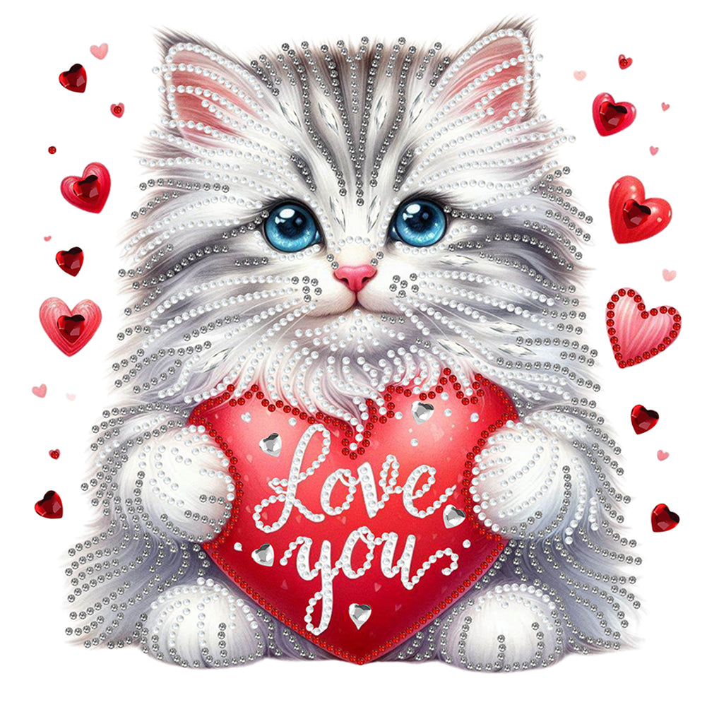 Diamond Painting - Partial Special Shaped - Loving Cat (30*30CM)