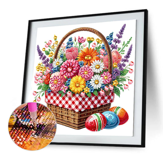Diamond Painting - Partial Special Shaped - Easter Flower Basket (30*30CM)