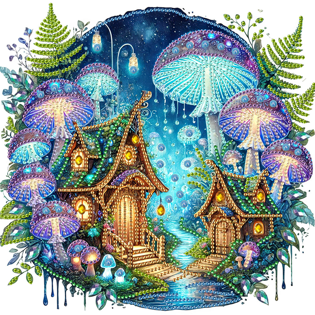 Diamond Painting - Partial Special Shaped - Mushroom House (30*30CM)