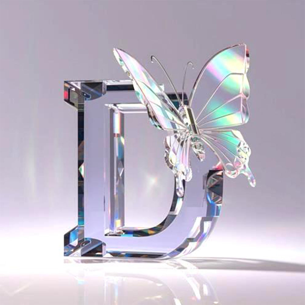 Diamond Painting - Full Round - Crystal Butterfly Letter D (30*30CM)