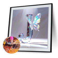 Load image into Gallery viewer, Diamond Painting - Full Round - Crystal Butterfly Letter J (30*30CM)
