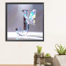 Load image into Gallery viewer, Diamond Painting - Full Round - Crystal Butterfly Letter J (30*30CM)
