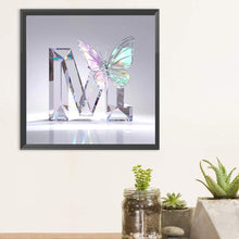 Load image into Gallery viewer, Diamond Painting - Full Round - Crystal Butterfly Letter M (30*30CM)
