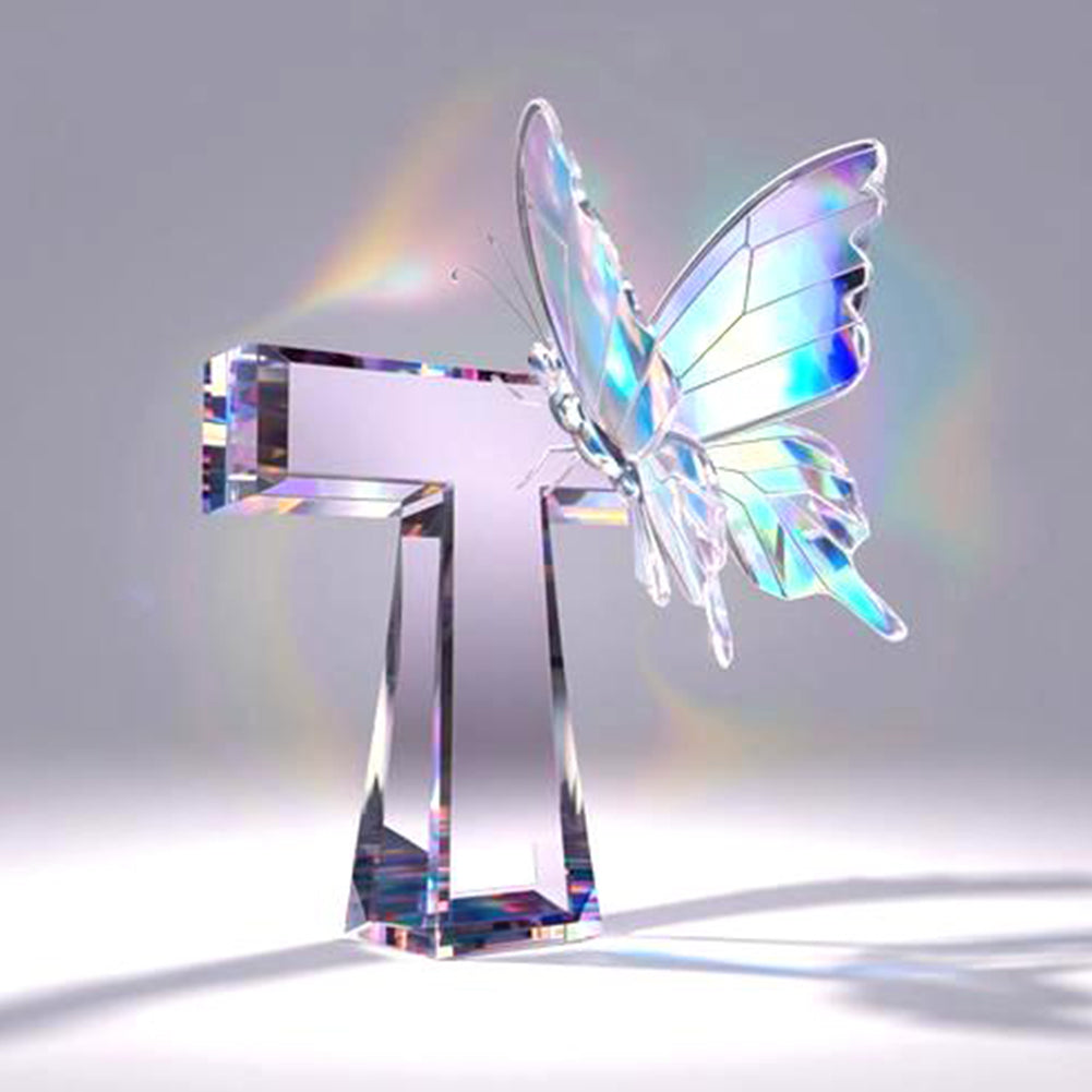 Diamond Painting - Full Round - Crystal Butterfly Letter T (30*30CM)